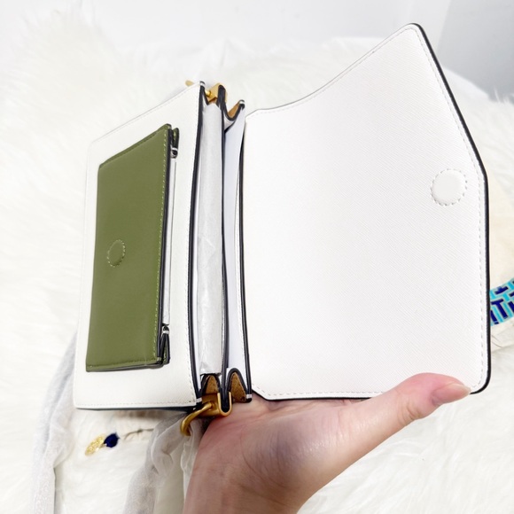 Tory Burch Robinson Color Block Mini Shoulder Bag (Cloud Blue-Ivory-Suede-Green) - Picture 14 of 17